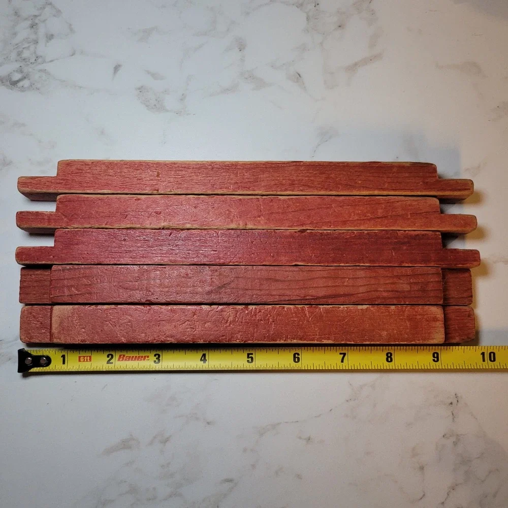 Vintage Lincoln Square Blocks‎ Building Notched Logs Red Wood Toy Replacement